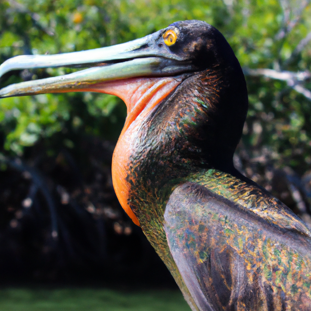 ¿Cómo se llama el ave de Galápagos que tiene el buche rojo?